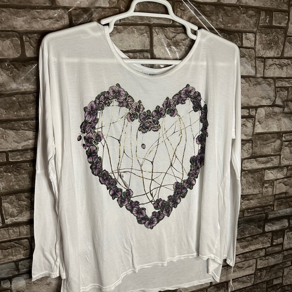 NWT Lauren Moshi Orchid Heart Long Sleeve Oversized Small - Picture 2 of 6